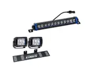 Kings 12" Single Row Light Bar + Number Plate Bracket + 2x 4.4" Work light