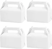 50 Pieces Treat Boxes Gable Boxes Goodies Party Favor Boxes Paper White Gift Boxes for Birthday Party, Wedding, Baby Shower 16x9x10cm