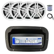 Dual Marine Radio, Spa Bezel,Adapter, Antenna,Wire, 4x 6.5" 180W White Speakers