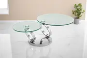 Avalanche Swivel Glass Coffee Table with Tempered Glass Top and Stainless Steel Base