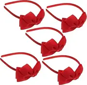 [Abaodam] Baby Girl 5 Pack Red Bowknot Headbands Fashionable Party Hair Decor Comfortable Stylish Boys and Girls Headband Set