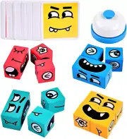 Wooden Face Changing Magic Cube Building Blocks Game Matching Expression Puzzle