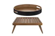 Davis & Waddell Wooden Breakfast Tray and Bamboo Round Serving Tray Set