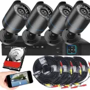 3000TVL Home Security System Surveillance DVR Camera Kits, 4pcs Wired 5MP...