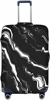 [pvinnk] Black white marble print Print Protective Luggage Cover Elastic Washable Suitcase Travel Gear Protector, White, Large