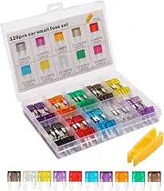 Automotive Fuses Assortment Kit - 120X Small Fuses Automotive Kit | Replacement Tool, Professional Equipment, Vehicle Parts for Motorcycles, RVs, Trucks, Boats