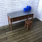 Work Bench with Vice and Stool for 1:18 Scale Diorama Garage