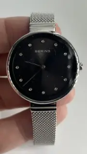 Bering Classic Quartz Movement Grey Dial Ladies Watch 12034-009 34MM