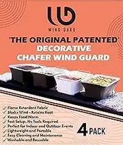 4 Pack Chafer Wind Guard | Decorative Chafing Dish Wind Guard | Flame Retardant Spandex Chafer Stand Cover for Indoor & Outdoor Buffet, Catering, Party, Weddings, Events | Washable Reusable | Black
