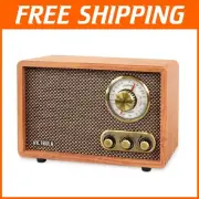 Retro Bluetooth Radio - Classic Walnut Finish with AM/FM Tuner & Stereo Speaker