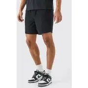 Mens Shorter Length Relaxed Fit Elasticated Waist Chino Shorts in Black