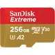 SanDisk Extreme microSDXC 256GB, V30, U3, C10, A2, UHS-I, 190MB/s R, 130MB/s W 記憶卡