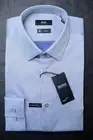 Hugo Boss Mens Isko Travel Fresh 24 Hours Slim Fit Blue Cotton Dress Shirt 38 15