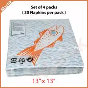 4 Packs ( 30 per Pack ) Ikea Sommardrom Paper Napkin, Fish Pattern, 13x13", NEW
