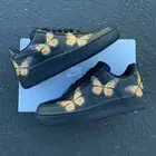 Nike Air Force 1 Custom Orange Monarch Butterfly Black Shoes Mens Womens Kids