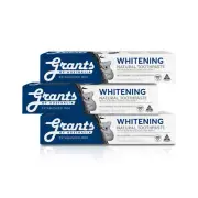 3x Grants Australia Whitening Toothpaste with Baking Soda 110g, Gentle Polishes