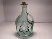 Retired Libbey Glass Heavy Green Recycled Glass Embossed Shell 7" Vintage
