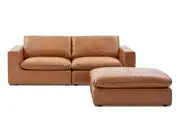 Dawson Leather 3 Seater Sofa with Ottoman