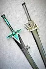 NEW! 40" SAO Kirito Dark Repulsor and 40.5" Lucidator Swords w/Wood Sheaths