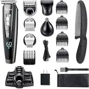 HATTEKER 5 In 1 Beard Trimmer Kit For Men Cordless Mustache Trimmer Hair Trimmer Groomer Kit Precision Trimmer Nose Hair Trimmer - Waterproof USB Rechargeable