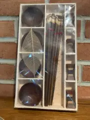 Sushi Serving Set w/ Chopsticks, Chopstick Rests & Sauce Dipping Dishes