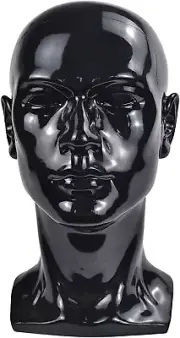 PVC Mannequin Head Black Male Manikin Dummy Stand Model Display Hat Scarf Wigs H