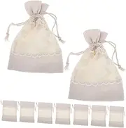 GAROZATION 10pcs Small Drawstring Pouches Lightweight Canvas Jewelry Bags with Window for Party Favors Wedding and Multipurpose Storage for Bulk Use