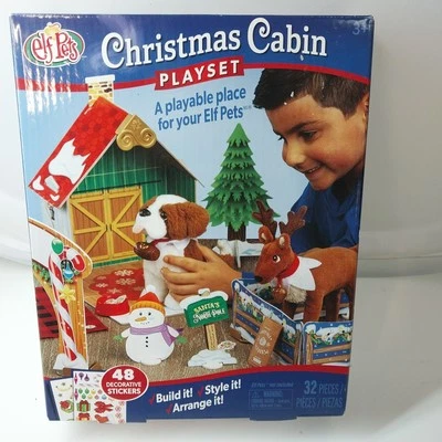 Elf on the Shelf Pets Christmas Cabin Playset Deer St. Bernard NEW in Box