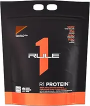 Rule1 R1 100% Whey Protein Isolate and Hydrolysate Protein Powder 10.02 lb, Chocolate Fudge (144 Servings)