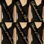 Hen's Party Black Gold Satin Bride Sash Bachelorette Sashes Bridal Shower Hen Night Wedding PARTY