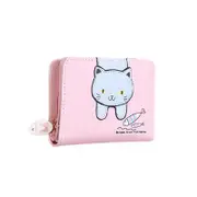 Ladies Small Wallet Cute Cat Pattern Coin Purse Card Organizer-Pink