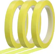 uxcell Whiteboard Tape 12mm x 66m Pinstripe Graphic Chart Line Grid Marking Tapes for Classroom Office Dry Erase Board Art, Light Yellow, Pack of 3