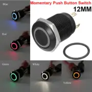 Black 12V 4 Pin 12mm Led Light Metal Push Button Momentary Switch Waterproof