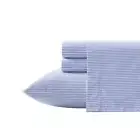 Oxford Stripe Pattern Cotton Sheet Set Blue Bedding Fabric Twin XL 3-Piece