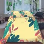 Cartoon Flower Leaves Yellow Duver /doona Cover Double Comfort Queen Bedding Set