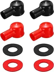 uxcell Battery Terminal Cover, 4 Pcs Battery Terminal Protector Truck Battery Terminal Cover with Washers Black Red L12-22-46mm for Car Accessories Truck Marine Boat
