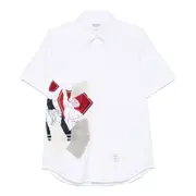 [Thom Browne] Straight Fit Button Down Shirt With Patchwork Detail Men