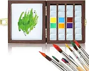 24 Color Wooden Grid Paint Box, Portable Sketchbook Palette, Colour Palette Box, Watercolor Palette, Gouache Acrylic Paint Box, Travel Wood Paint CaseTray, Gift for Painters Artists, 011