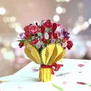 Deluxe Romantic Sweetheart Rose Bouquet 3D Pop Card
