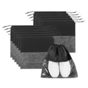 12 Pcs 18" Shoe Bags for Travel Dustproof Drawstring Bags Dust Cover Black