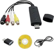 USB 2.0 Audio Video Grabber Converter, VHS to Digitize Video Adapter, Support NTSC, PAL, SECAM, USB 2.0 Converter VHS Capture for Windows 2000, XP/Vista/VHS/VCR/DVD Video Grabber
