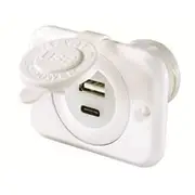Narva Heavy Duty USB-A & USB-C Single Socket White Housing - 81103WBL