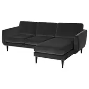 SMEDSTORP 3-seat sofa with chaise longue, Djuparp dark grey/black