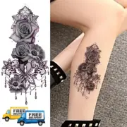 Purple Rose Flower Temporary Fake Tattoo Women Girls Body Painting Tatoo Sticker