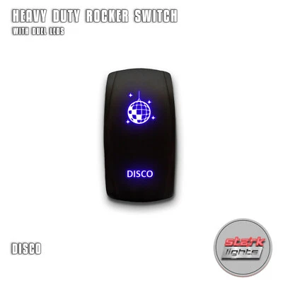 BLUE Laser Etched LED Rocker Switch 5 PIN Dual Light 20A 12V ON / OFF - DISCO (for: Jeep)