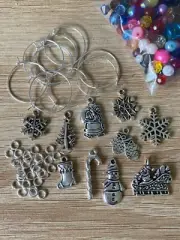 Wine Glass Charms Kit - Make your own Christmas Wine Charms x 10 - FREE SHIPPING