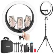 Neewer 19 inch Ring Light with Stand and 3 Phone Holders Carrying Bag for Live