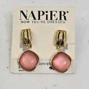 Napier Clip On Earrings Gardenview Pink Gold Tone Dangle Screw Back