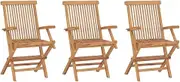 vidaXL Stackable Solid Teak Wood Balcony Chairs - Set of 3, Durable, Fine Sanded, Weather-Resistant, Foldable, No Assembly Required