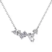 ANYCO Necklace 925 Silver for Women Heart Square Waterdrop Shape Heart Pendant Rhodium Platting Cubic Zirconia 5A Jewelry